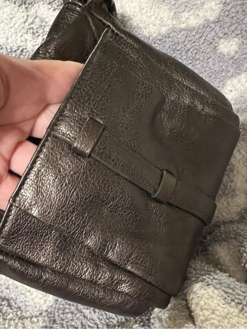 Cole Haan Dark Brown Pebbled Leather Crossbody with Silver Hardware